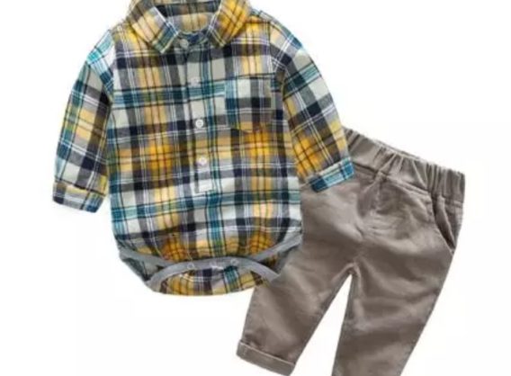 Baby Boy Plaid Shirt And Khaki Pants